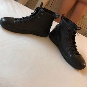 Birkenstock black leather lace up high top shoes 44